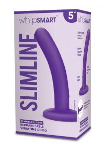 WhipSmart Rechargeable Silicone Slimline Dildo 5in - Purple