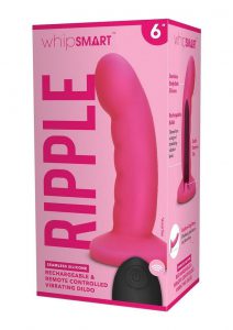 WhipSmart Curved Ripple Remote Control Silicone Rechargeable G-Spot/P-Spot Dildo 6in - Hot Pink