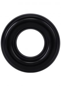 Rock Solid Ribbed Donut Silicone Cock Ring - Black