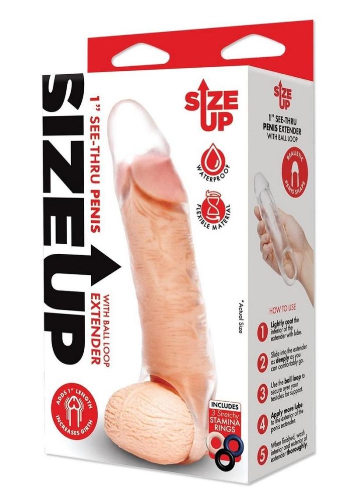 Size Up Classic Clear View Penis Extender with Ball Loop 1in