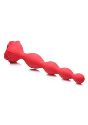Bloomgasm Beaded Bloom 9X Rechargeable Silicone Beaded Rose Anal Vibrator - Red