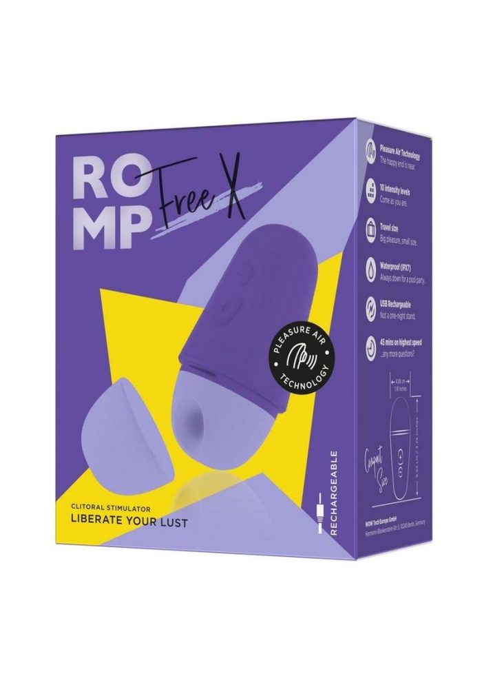 Romp Free X Rechargeable Silicone Clitoral Air Stimulator - Purple