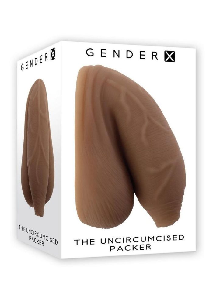 Gender X TPE Uncircumsized Packer Dildo - Chocolate