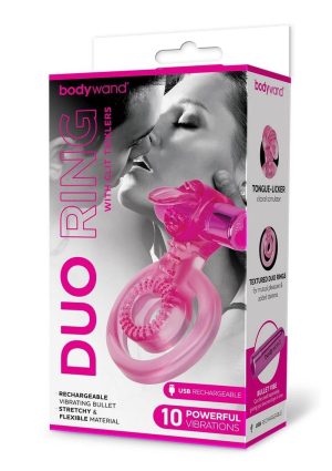 Bodywand Rechargeable Silicone Duo Ring with Clit Tickler - Pink