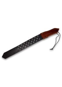 Prowler RED Leather and Wood Studded Paddle - Black/Brown