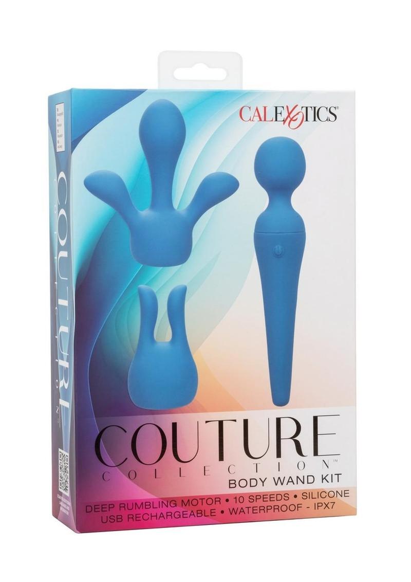 Couture Collection Rechargeable Silicone Body Wand Kit - Blue