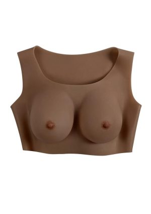 Gender X Breast Plate Silicone C Cup - Chocolate