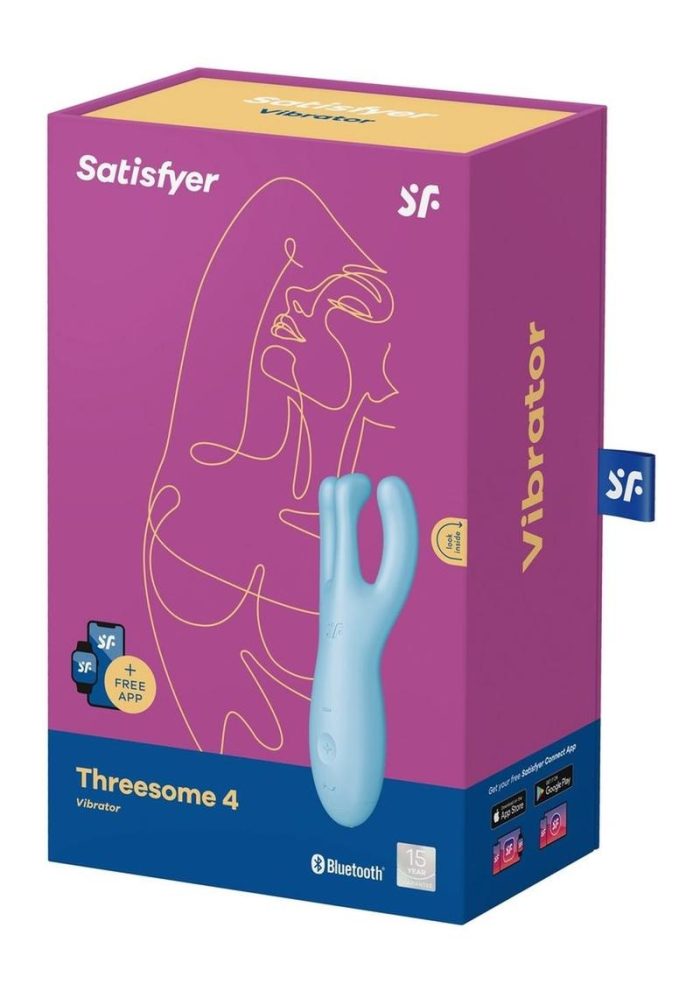 Satisfyer Threesome 4 Rechargeable Silicone Vibrator - Blue
