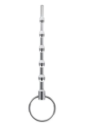 Blue Line Beaded Urethral Sound 4.5in - Stainless Steel