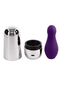 Playboy The Jet Set Vibrator Rechargeable Silicone Clitoral Stimulator - Silver/Purple