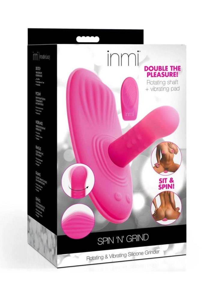 Inmi Spin N Grind Rotating and Vibrating Rechargeable Silicone Grinder Pad with Remote - Pink