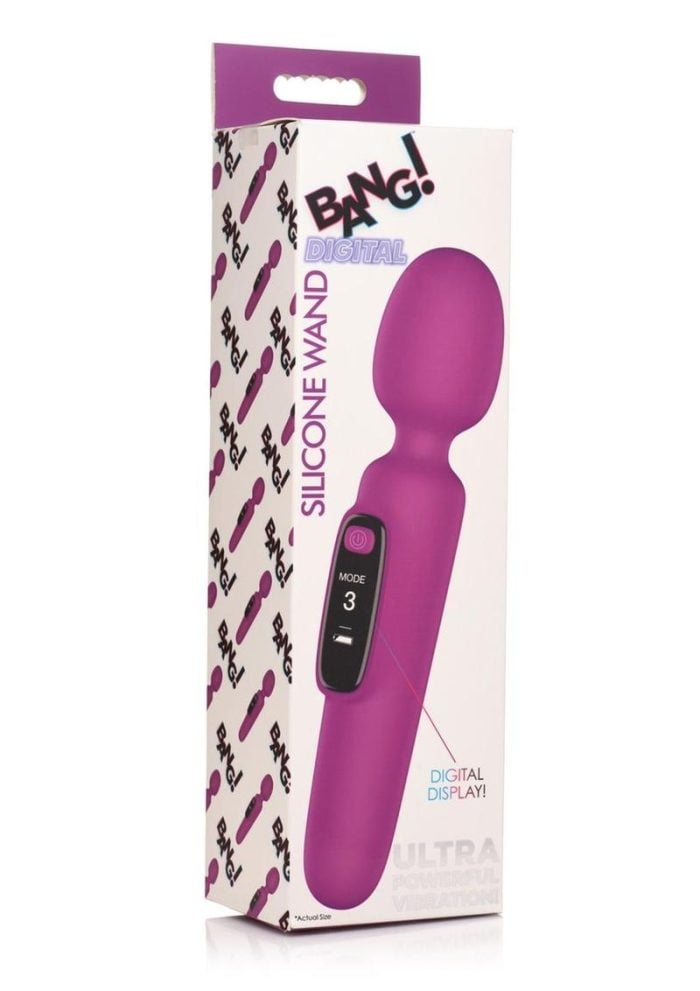 Bang! Digital Rechargeable Silicone Wand Vibrator - Purple