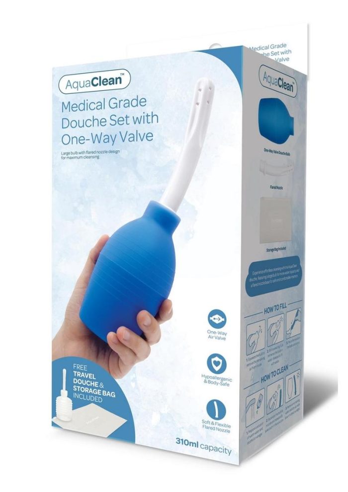 AquaClean Large Volume 310ML Douche with One Way Valve - Blue/White