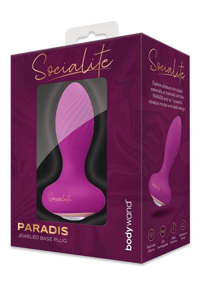Bodywand Socialite Paradis Rechargeable Silicone Anal Plug - Purple/Gold